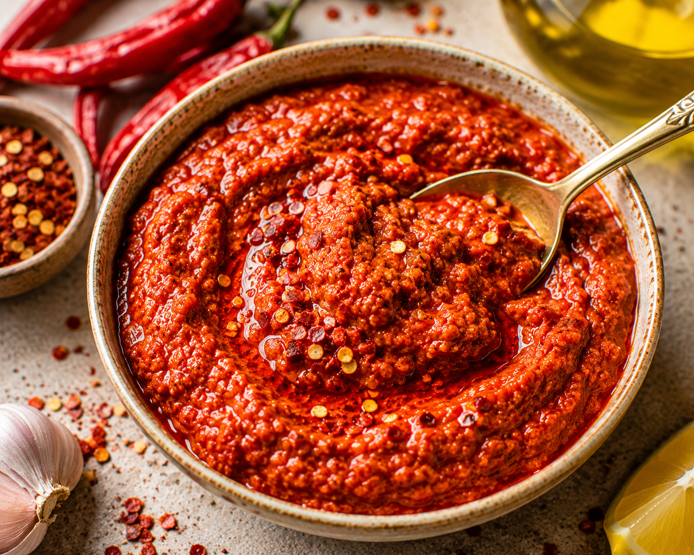 AUTHENTIC HOMEMADE HARISSA DIP – SPICY, EASY & FLAVORFUL