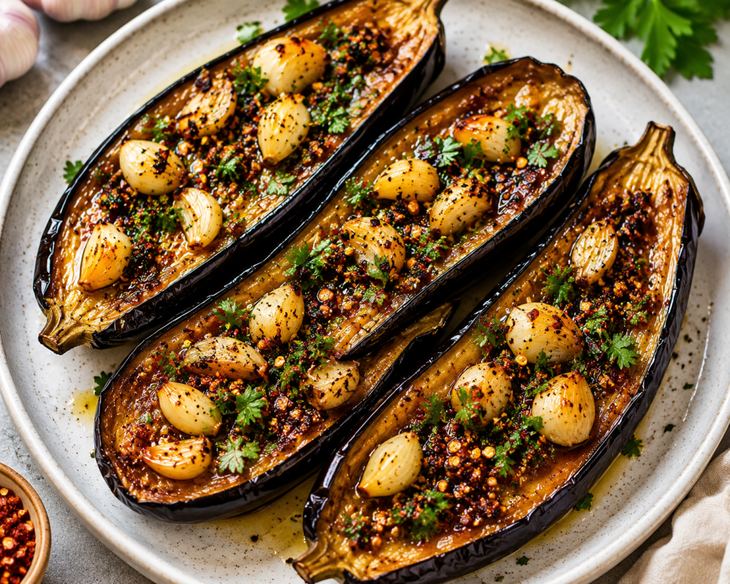 Rostad garlic eggplant