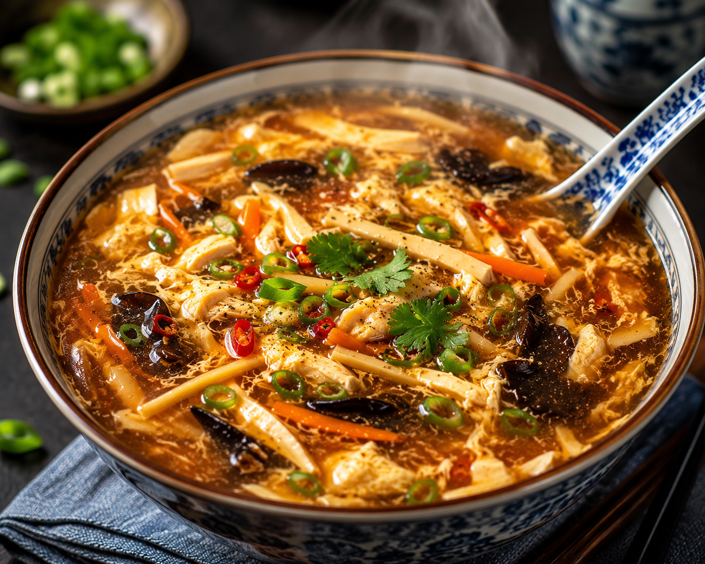 Chinese Chicken Soup with Ginger, Mushrooms & Tender Chicken