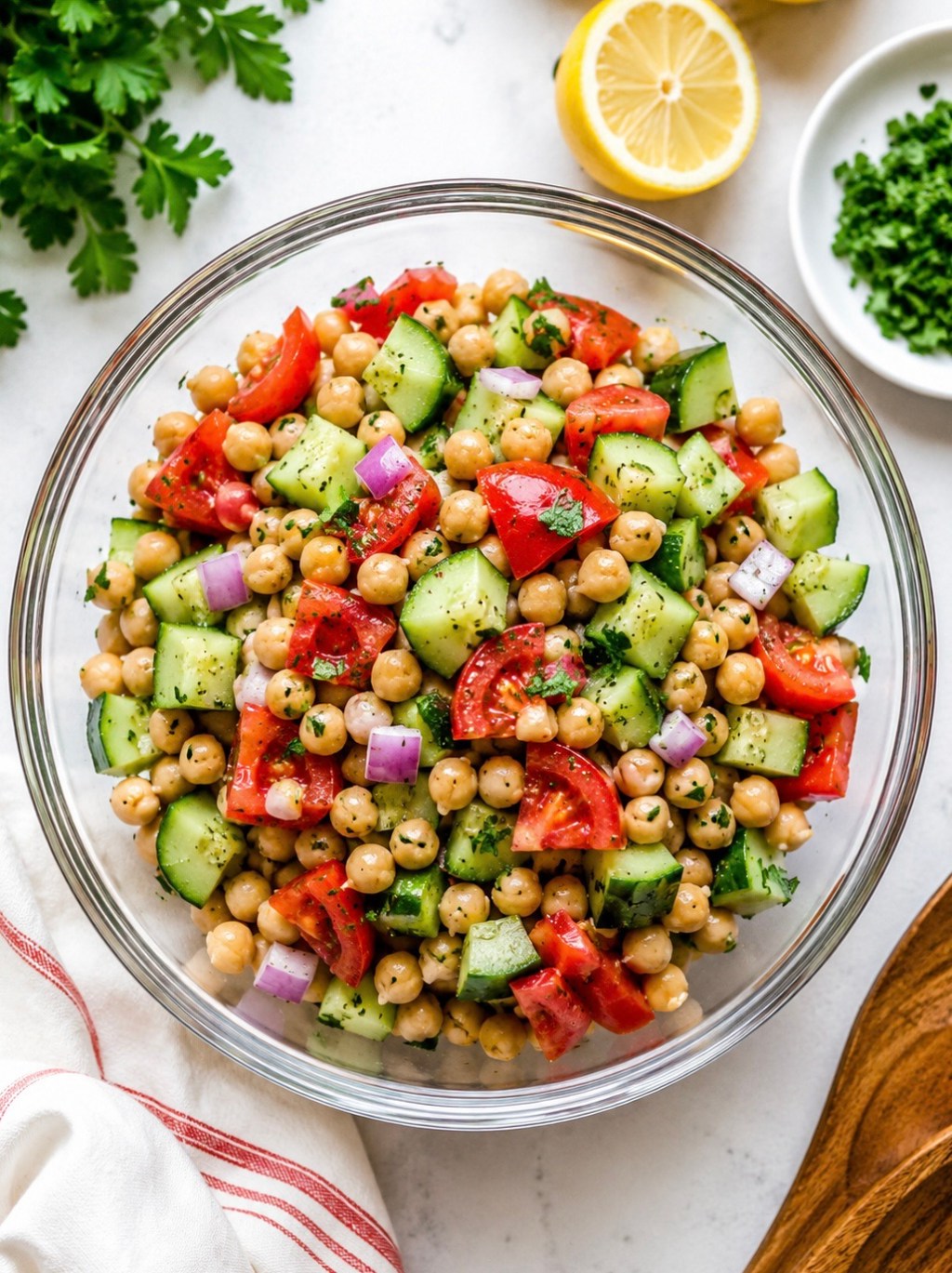 Crunchy cucumber checkpea&nbsp;salad