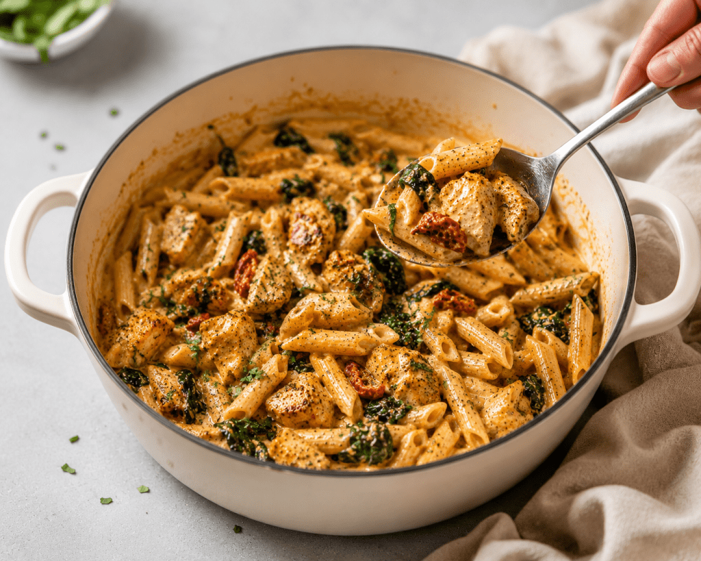 Creamy Tuscan Chicken Pasta with Spinach and Sun-Dried&nbsp;Tomatoes