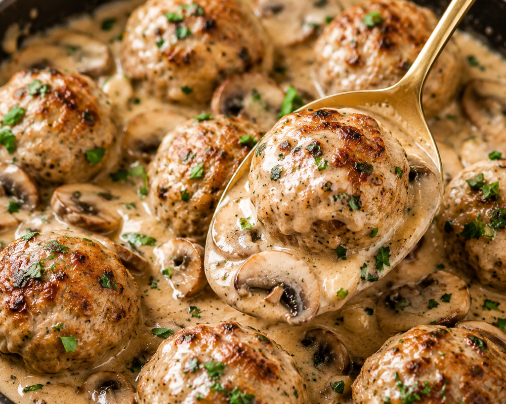 Ultimate Creamy Mushroom Chicken Meatballs