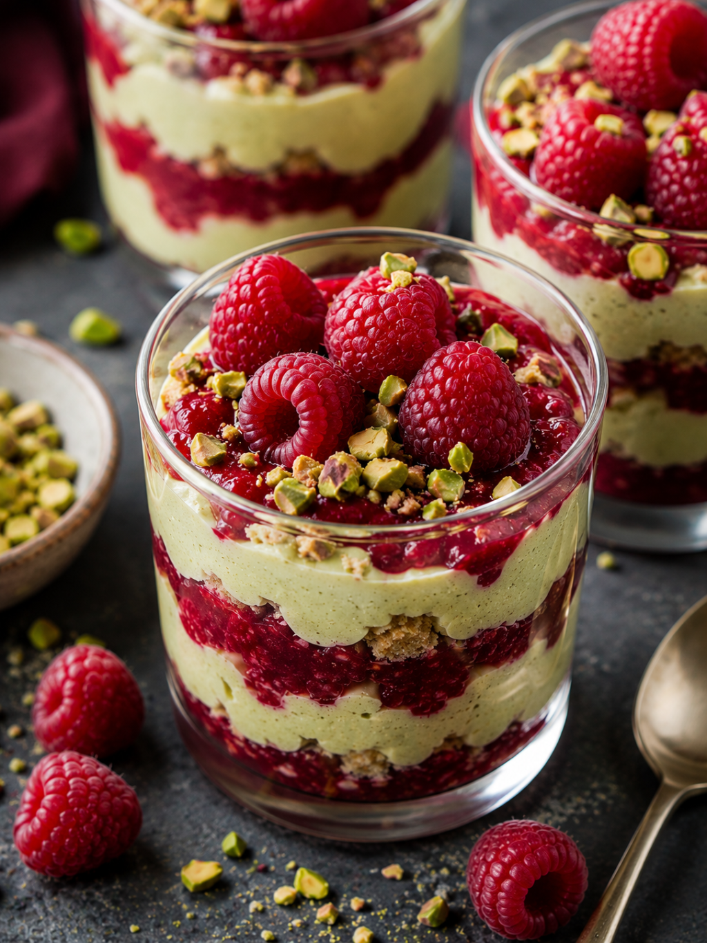 Raspberry Pistachio Mousse Cake