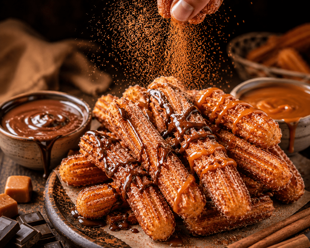 Homemade Churros with Chocolate & Caramel Delight