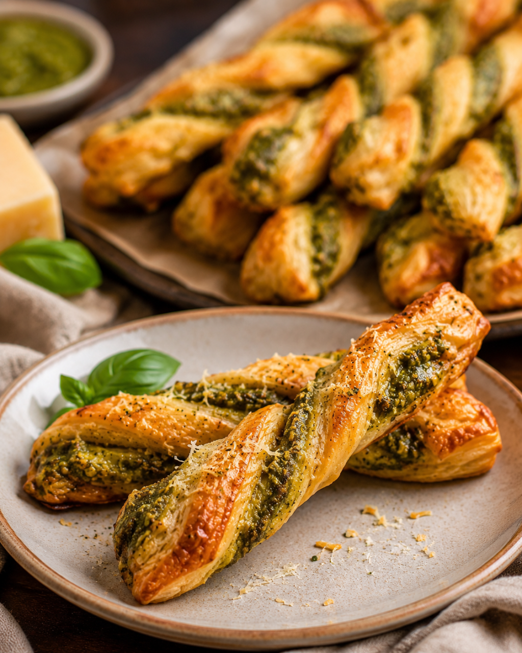 Golden Pesto Parmesan Puff&nbsp;Twists