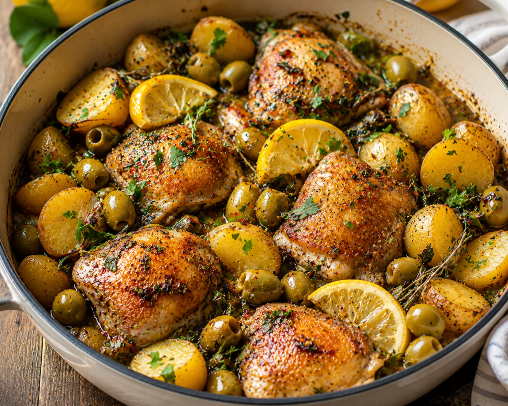 ONE-POT ZESTY LEMON CHICKEN WITH POTATOES &&nbsp;OLIVES