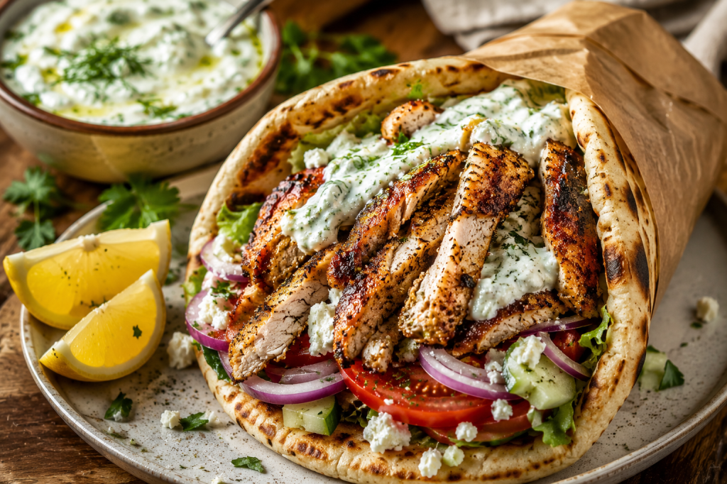 Authentic Greek Chicken Gyros with Creamy Homemade&nbsp;Tzatziki