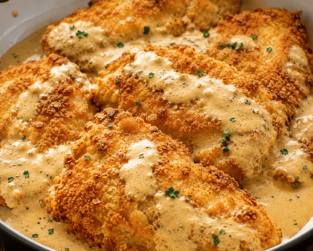 Crispy Cheesy Cracker Chicken Cutlets with Creamy Dijon&nbsp;Sauce