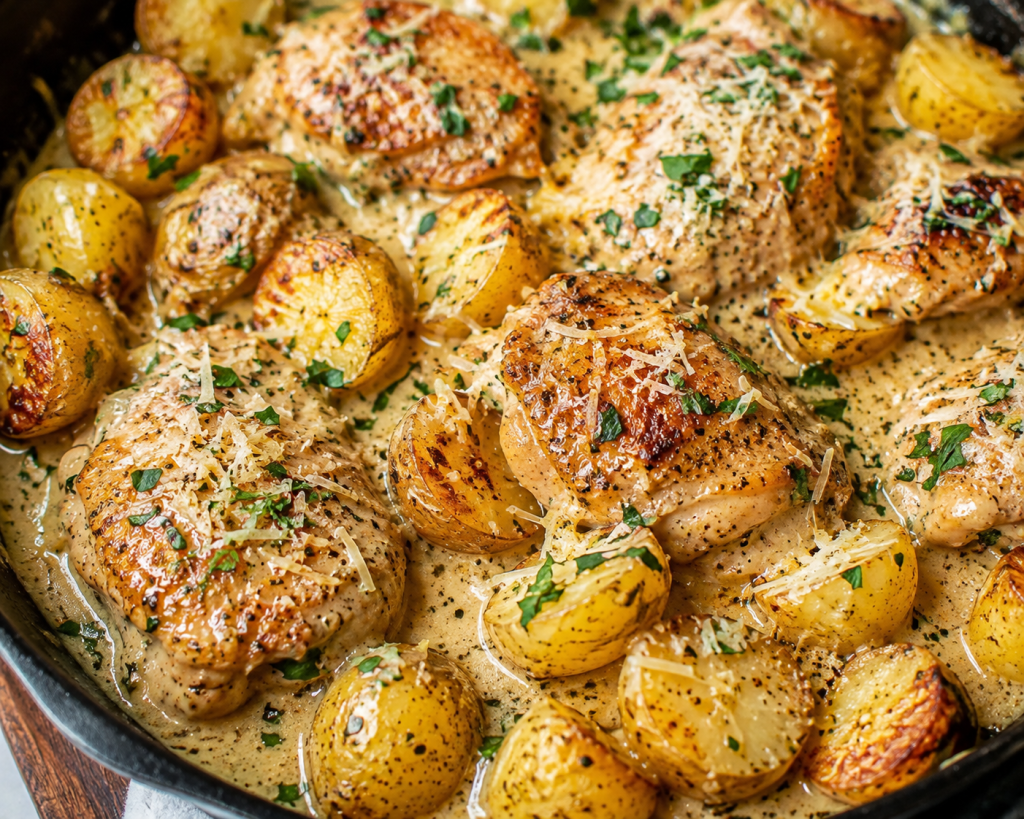 One-Pot Creamy Garlic Parmesan Chicken &&nbsp;Potatoes
