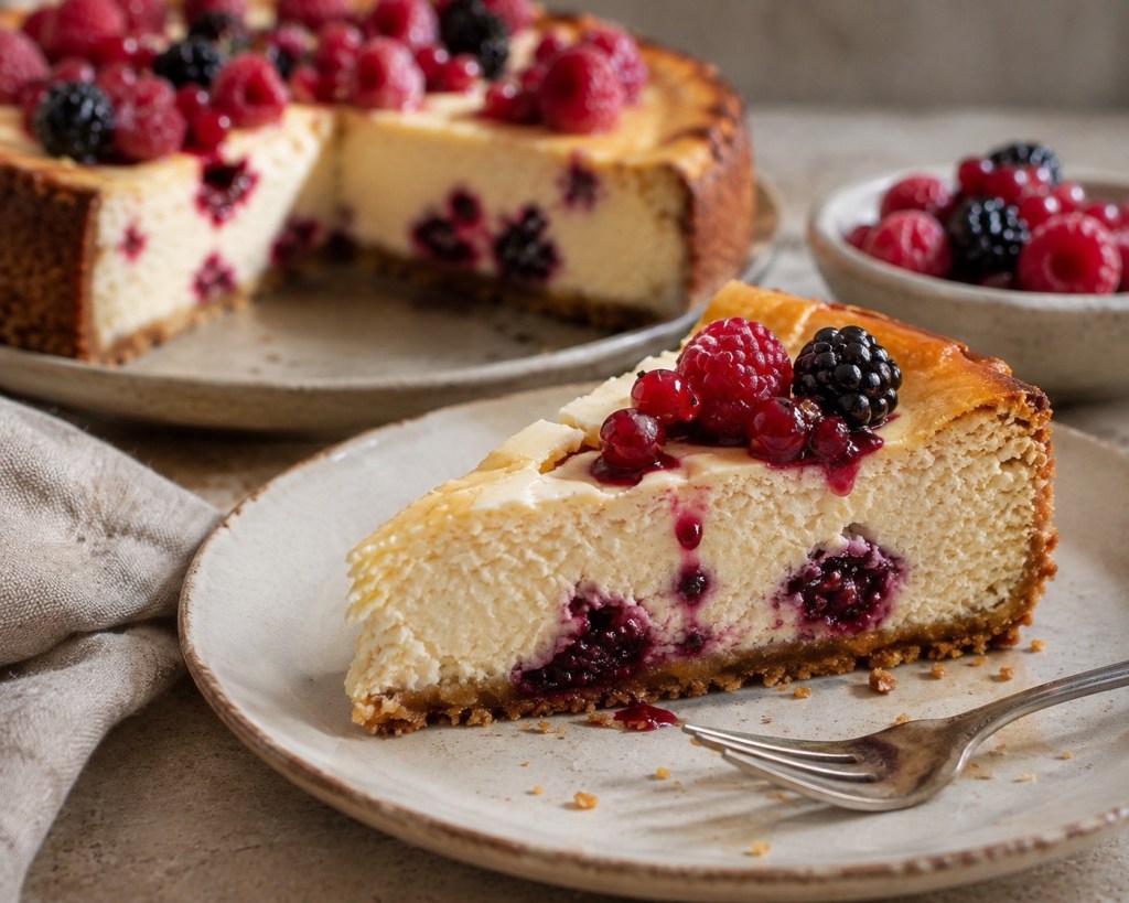 GERMAN BERRY KÄSEKUCHEN (GERMAN CHEESECAKE WITH RED&nbsp;BERRIES)