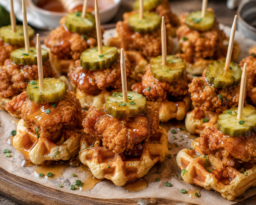 Crispy Chicken & Waffle Bites with Hot&nbsp;Honey