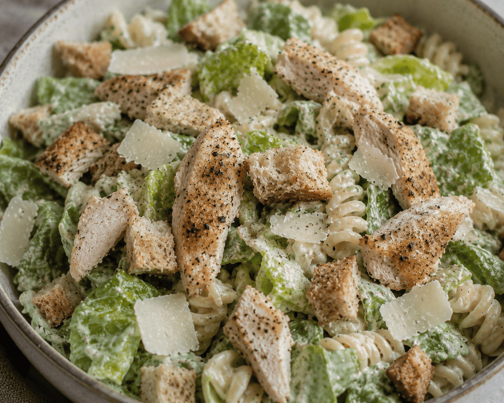 Creamy Chicken Caesar Pasta Salad with Parmesan & Homemade Lemon&nbsp;Dressing