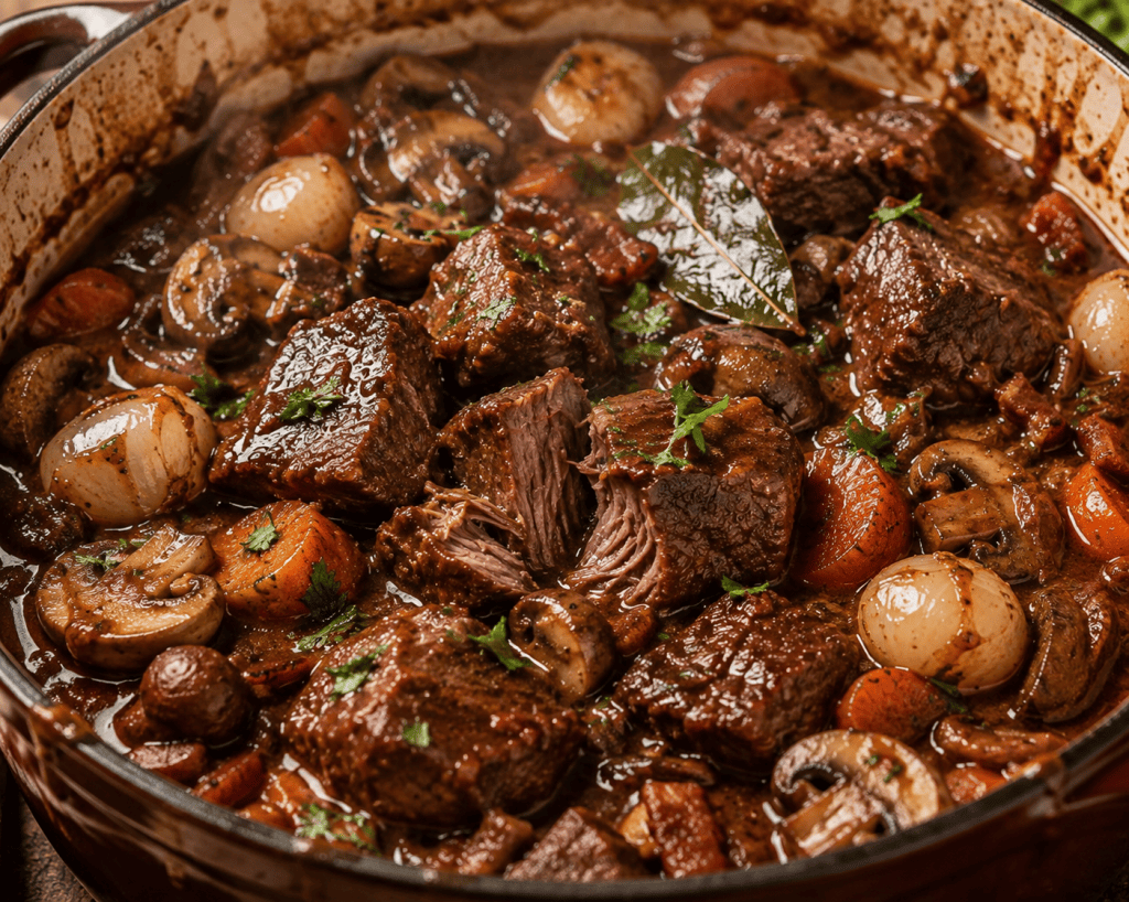 ONE-POT BEEF BOURGUIGNON WITH TENDER BEEF, MUSHROOMS AND RICH RED WINE&nbsp;SAUCE