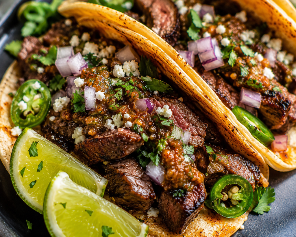 Chili Lime Steak Tacos with Smoky Roasted&nbsp;Salsa