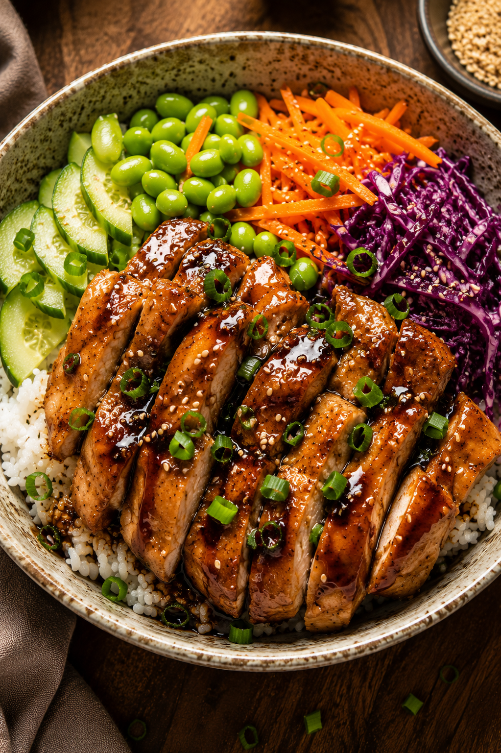 JAPANESE TERIYAKI CHICKEN RICE BOWL WITH FRESH&nbsp;VEGETABLES