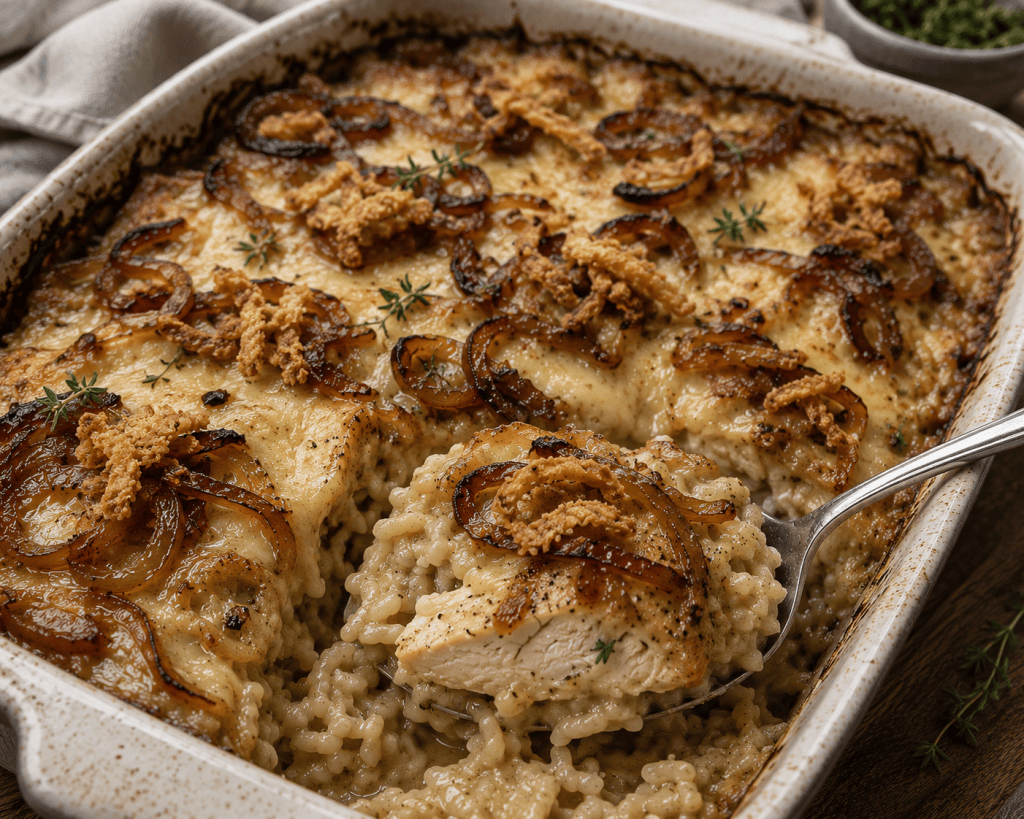 Creamy French Onion Chicken & Rice&nbsp;Bake