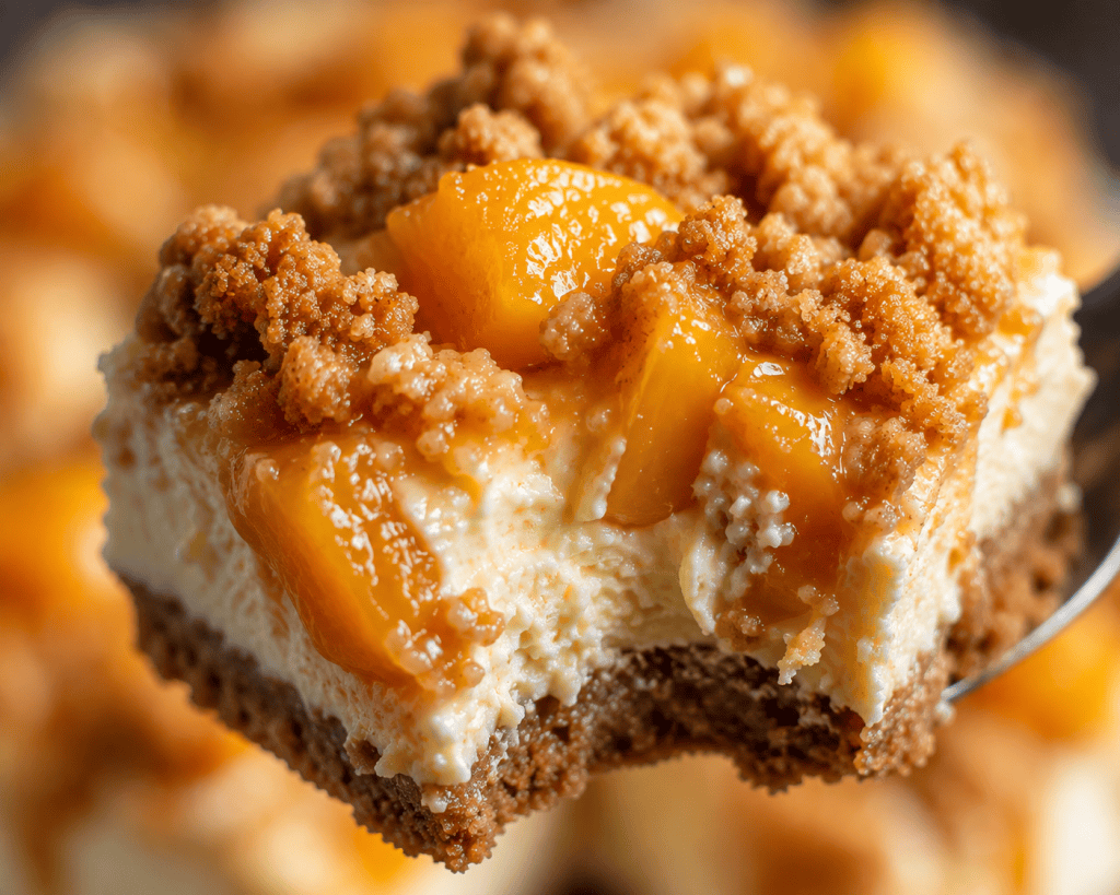 Peach Cobbler Cheesecake Bars&nbsp;Delight
