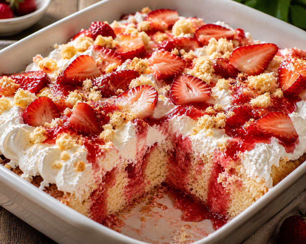 Strawberry Shortcake Poke Cake&nbsp;Delight