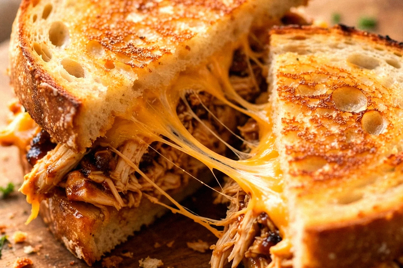BBQ Chicken Grilled Cheese Sandwiches