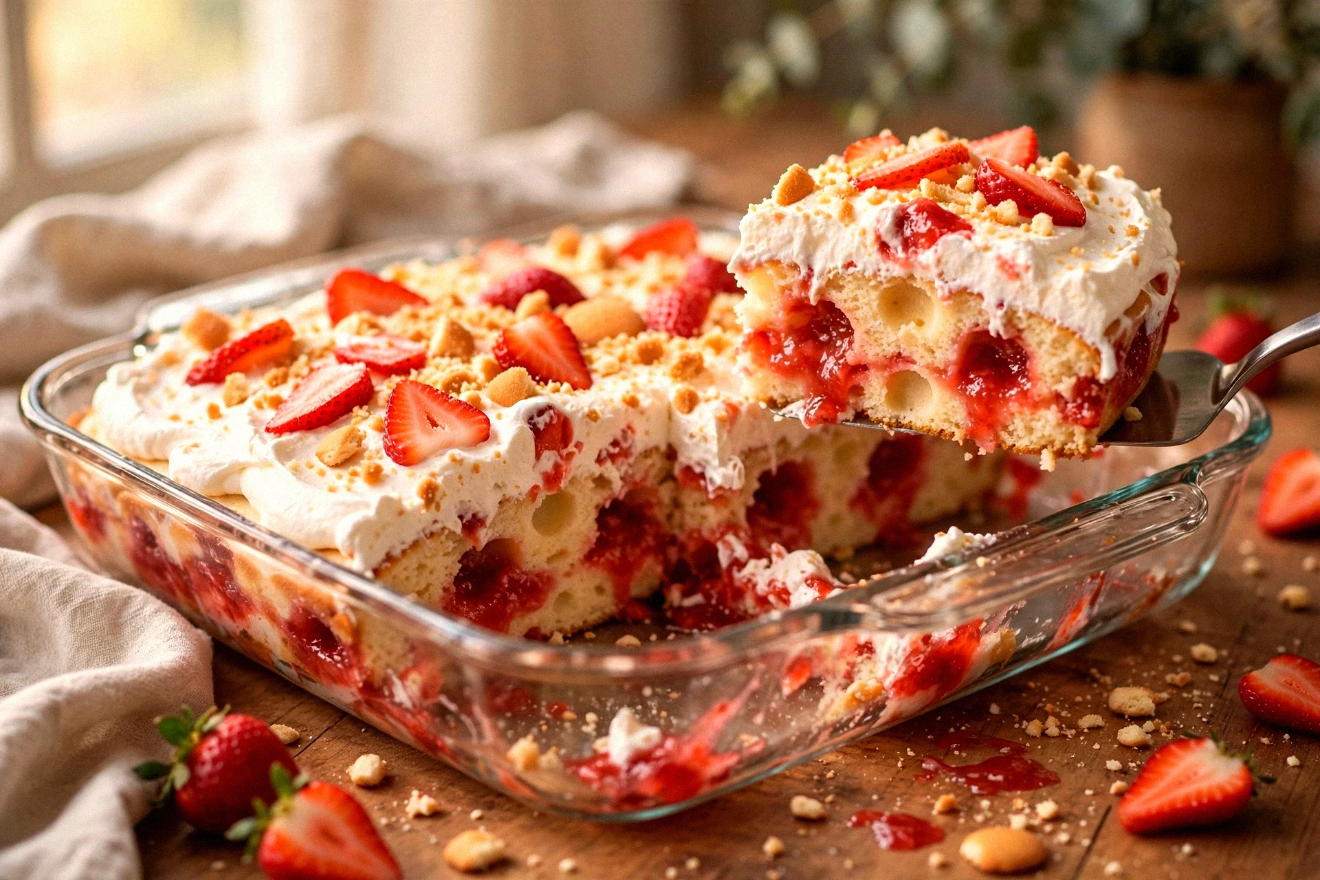 Strawberry Shortcake Poke Cake Delight