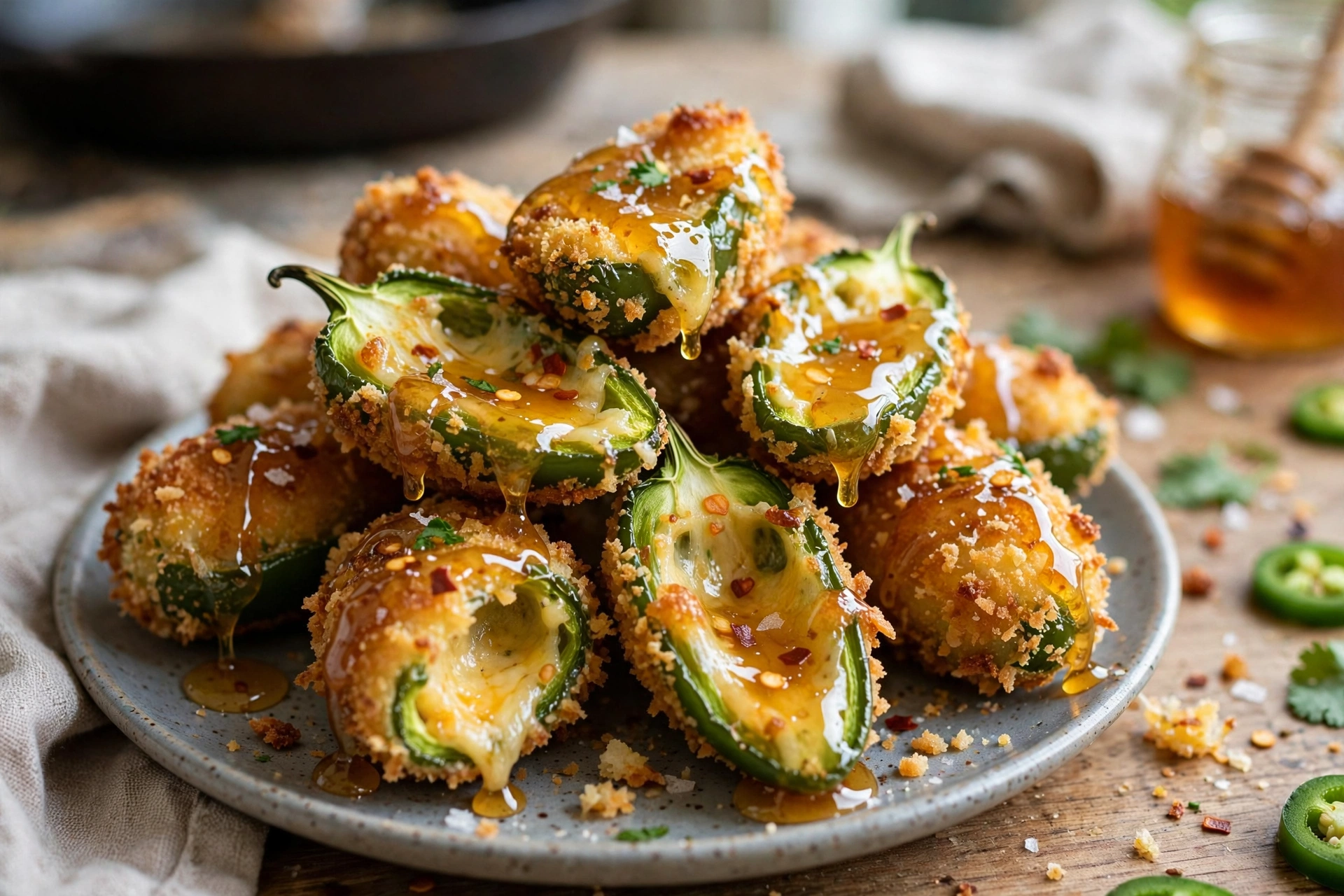 Crispy Hot Honey Jalapeño Popper Bites